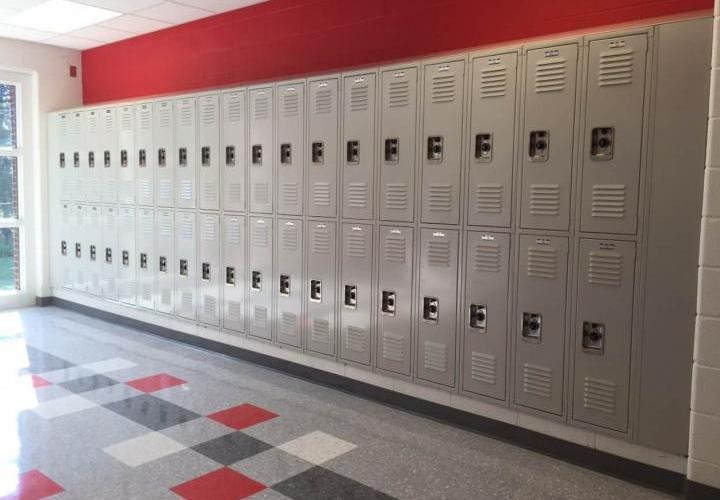 lyon double tier lockers built in combo locks installed